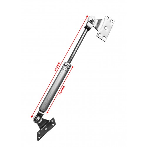 Sterk model gasdrukveer (gasveer), 200N/20kg, 273mm, zilver