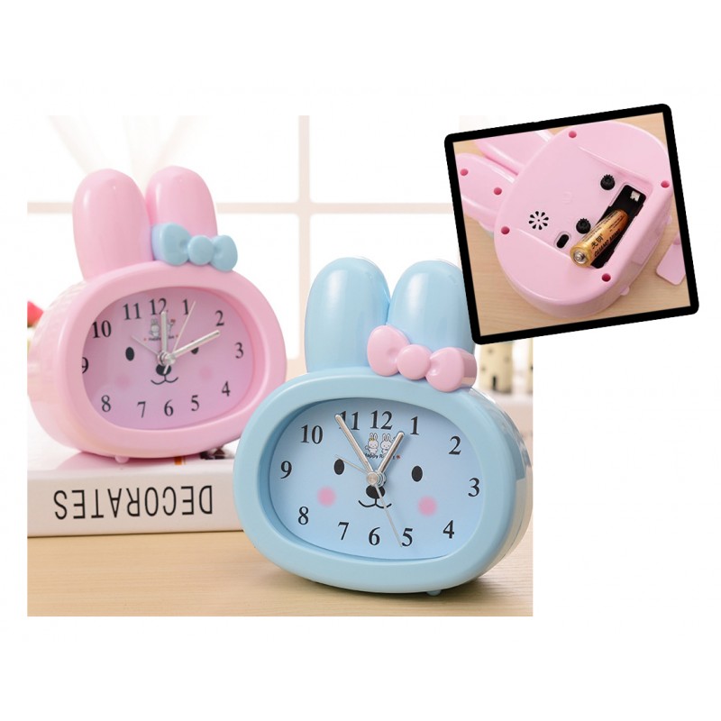 Blue bunny kids clock for boys, with alarm