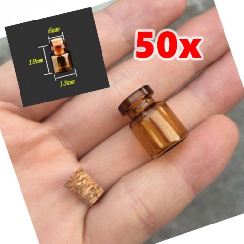 Set mini glazen flesjes, 50 stuks, 13*18*6 mm