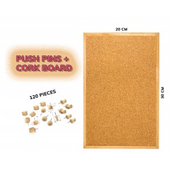 Budget wooden cork board (20x30 cm) plus 120 push pins