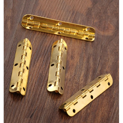 Set van 4 scharniertjes, 65x15mm goudkleurig, 90 graden