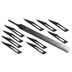 Razor sharp scalpel with 10 blades