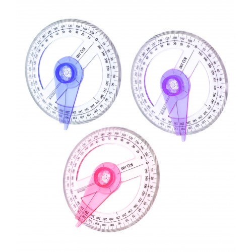 3 x ronde hoekmeter, gradenboog, geodriehoek