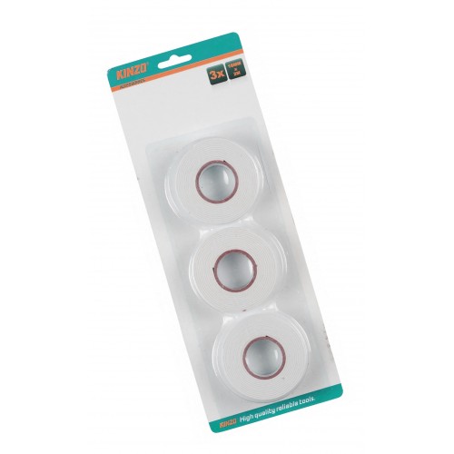 3 rollen dubbelzijdig plakband (2mx18mm), wit