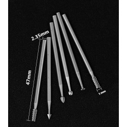 6 HSS mini freesjes, 1.0x40mm, 2.35mm schacht