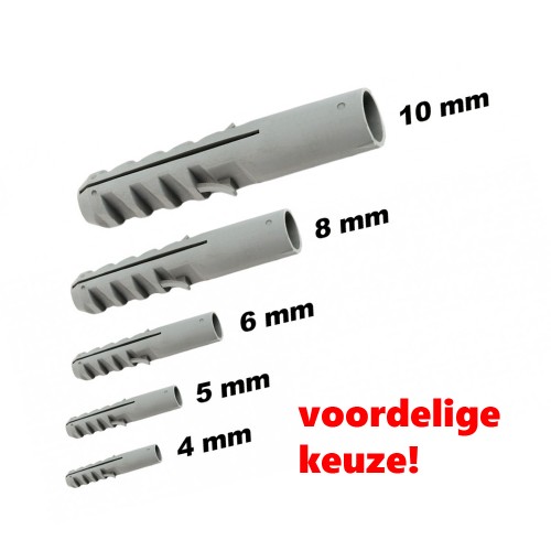 Set van 150 goedkope nylon wandpluggen, 10 mm