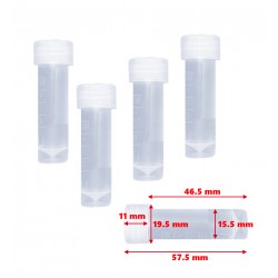 Set von 100 Kunststoff Reagenzglas 5 ml, mit Schraubverschluss