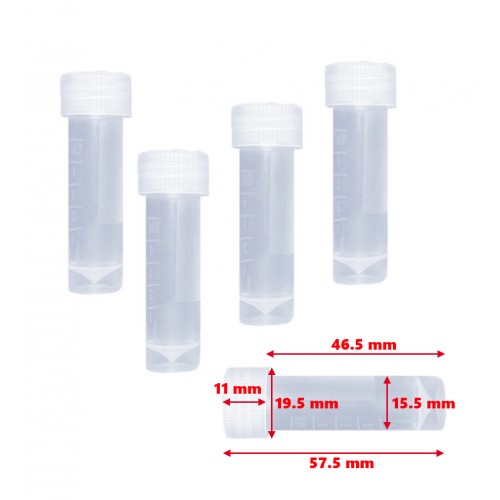 Plastic reageerbuisje 5ml, met schroefdop