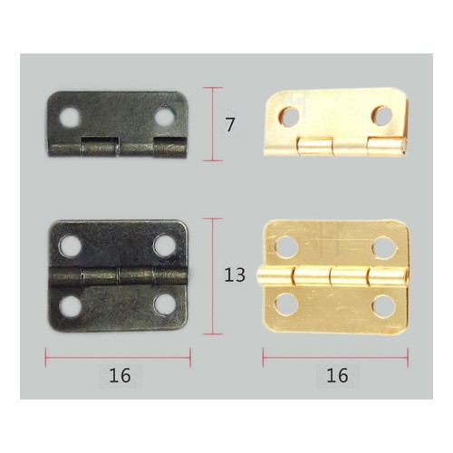 Set van 20 kleine messing scharniertjes, 16x13mm