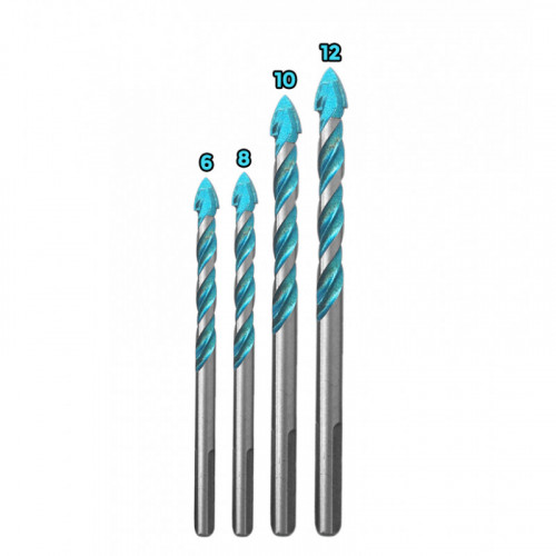 Set glas, keramiek, marmer en tegelboren (4 stuks)