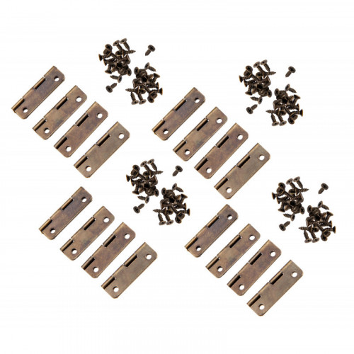 Set van 4 kleine bronskleurige scharniertjes, 30x17 mm