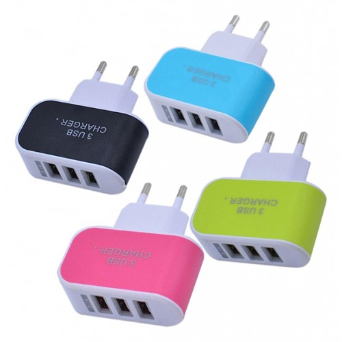 3 poorts USB lader, 3.1A, zwart